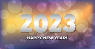 Merry Christmas and Happy New Year 2023, bright bokeh background postcard, web template - Vector