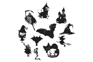 Halloween Silhouette icon set vector