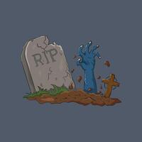 Zombie hands emerge from the graveyard. horror vector