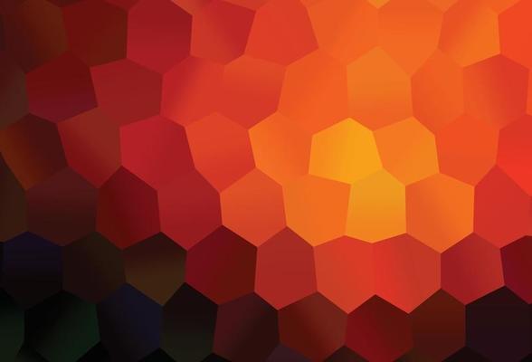 Dark Orange vector cover with set of hexagons.
