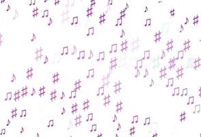 Fondo de vector de color rosa claro, azul con símbolos musicales.