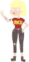 ilustración de color plano de una chica de rock de dibujos animados vector