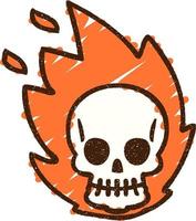 Flaming Skull Chalk Drawing vector