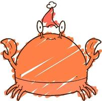 Christmas Crab Chalk Drawing vector