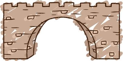 dibujo de tiza de puente de piedra vector