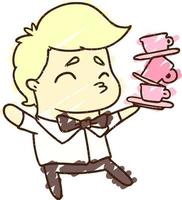 Waiter Chalk Drawing vector