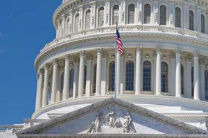 Washington DC Capital on deep blue sky background photo