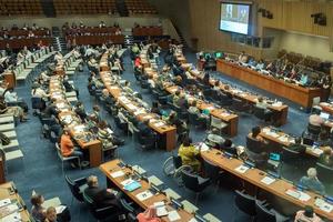 NEW YORK - USA - 11 JUNE 2015 delegates discussing at the united nation photo