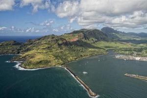 kauai hawaii island mountains and canyon aerial view from helicopter photo