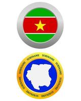 botón como símbolo surinam y mapa sobre un fondo blanco vector