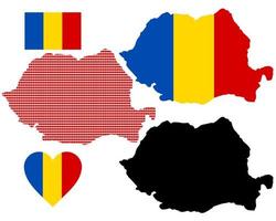 mapa de rumania y diferentes tipos de símbolos sobre un fondo blanco vector