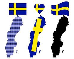 Map of Sweden different types and symbols on a white background vector