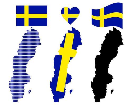 Map of Sweden different types and symbols on a white background