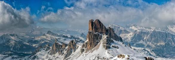 Dolomites huge panorama view in winter time