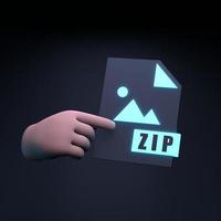 icono de archivo zip. Ilustración de procesamiento 3d. foto