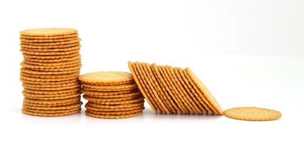 row round cracker isolated on white background photo