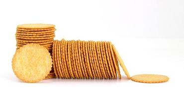 row round cracker isolated on white background photo