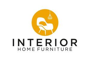 diseño de logotipo de sofá interior, sillón, diseño de logotipo de muebles vector