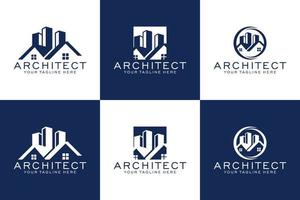 colección de inspiración de diseño de logotipo plano para edificios, arquitectos, bienes raíces vector