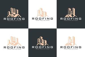 collection of building roof logos, architects and real estate vector