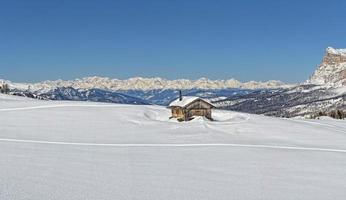 Dolomites huge panorama view in winter time photo