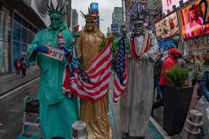 NEW YORK - USA  APRIL 22 2017 times square human statue of liberty photo