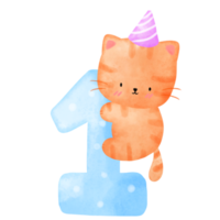 Cat and Birthday number png
