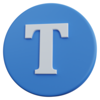 3d rendering letter T icon isolated png