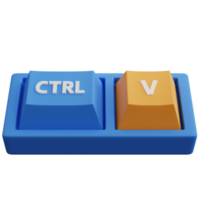 3d renderização ctrl e teclas de teclado v isoladas png