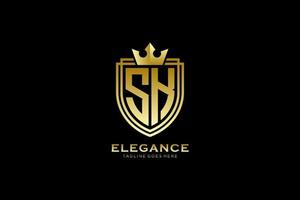 initial SK elegant luxury monogram logo or badge template with scrolls and royal crown - perfect for luxurious branding projects vector