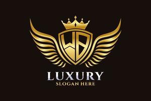 Luxury royal wing Letter WB crest Gold color Logo vector, Victory logo, crest logo, wing logo, vector logo template.