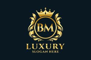 Initial BM Letter Royal Luxury Logo template in vector art for luxurious branding projects and other vector illustration.