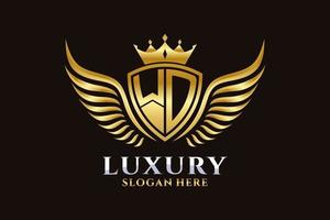 Luxury royal wing Letter WD crest Gold color Logo vector, Victory logo, crest logo, wing logo, vector logo template.