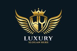 Luxury royal wing Letter WY crest Gold color Logo vector, Victory logo, crest logo, wing logo, vector logo template.