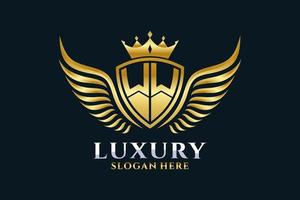 Luxury royal wing Letter WW crest Gold color Logo vector, Victory logo, crest logo, wing logo, vector logo template.