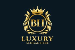 Initial BH Letter Royal Luxury Logo template in vector art for luxurious branding projects and other vector illustration.