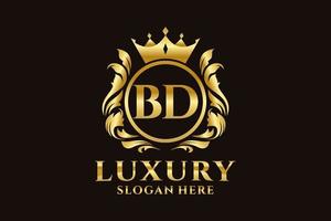 Initial BD Letter Royal Luxury Logo template in vector art for luxurious branding projects and other vector illustration.