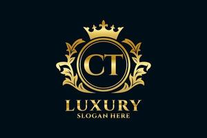 Initial CT Letter Royal Luxury Logo template in vector art for luxurious branding projects and other vector illustration.