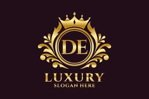 Initial DE Letter Royal Luxury Logo template in vector art for luxurious branding projects and other vector illustration.