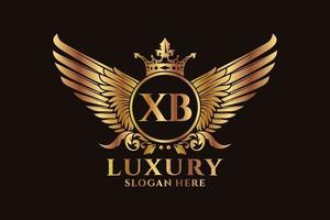 Luxury royal wing Letter XB crest Gold color Logo vector, Victory logo, crest logo, wing logo, vector logo template.