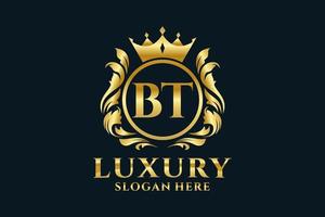 Initial BT Letter Royal Luxury Logo template in vector art for luxurious branding projects and other vector illustration.