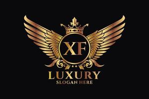 Luxury royal wing Letter XF crest Gold color Logo vector, Victory logo, crest logo, wing logo, vector logo template.