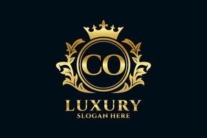 Initial CO Letter Royal Luxury Logo template in vector art for luxurious branding projects and other vector illustration.