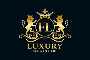 Initial FL Letter Lion Royal Luxury Logo template in vector art for luxurious branding projects and other vector illustration.