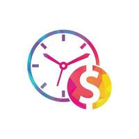 Time dollar logo design template icon. Time is money concept, clock and coin. vector