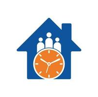 People Time home shape concept Logo. time successful health logo icon vector. vector