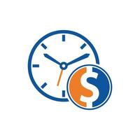 Time dollar logo design template icon. Time is money concept, clock and coin. vector