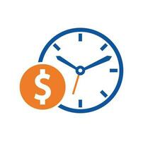 Time dollar logo design template icon. Time is money concept, clock and coin. vector