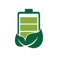 Leaf battery logo design vector icon. Eco nature and battery logo template design illustration design.