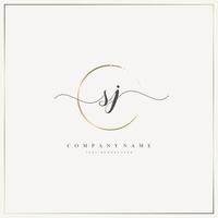 SJ Initial Letter handwriting logo hand drawn template vector, logo for beauty, cosmetics, wedding, fashion and business vector